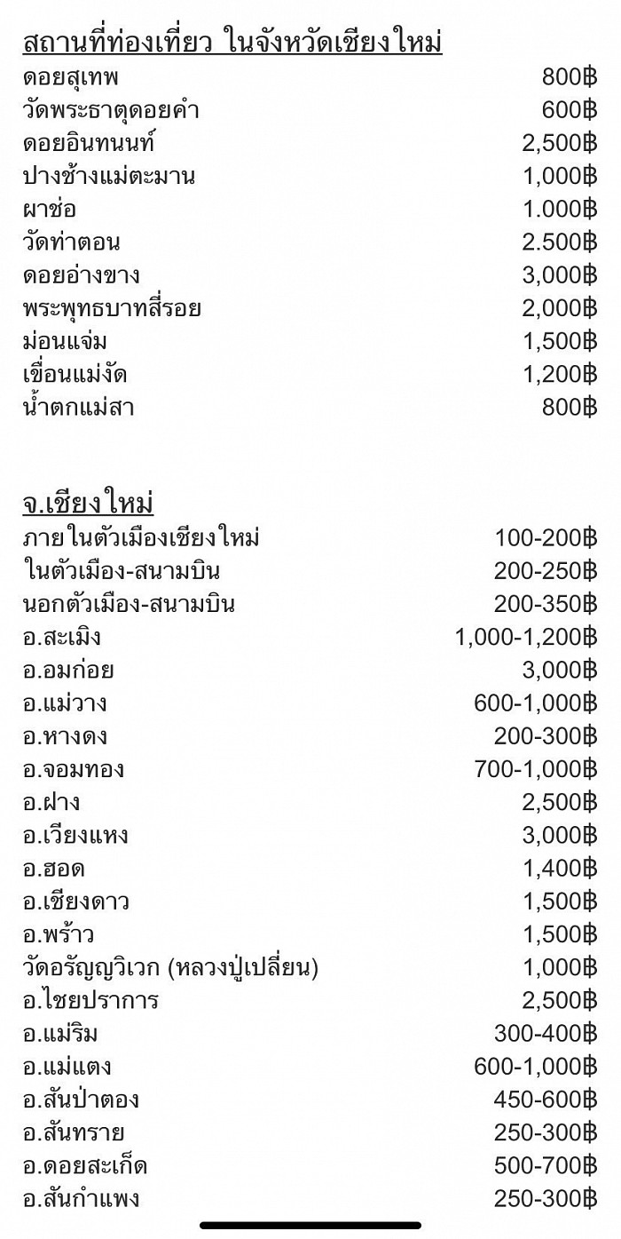 ค่าบริการ (ราคาอาจมีการเปลี่ยนแปลงตามสถานการณ์และความเหมาะสม)